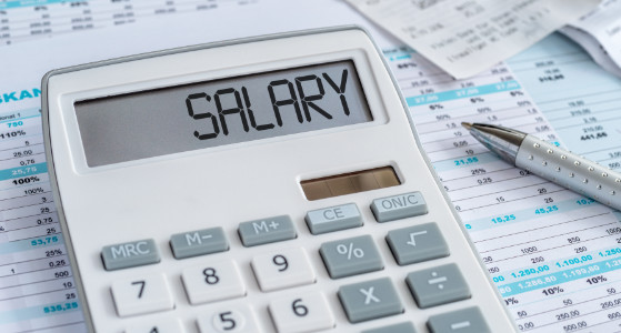 a calculator with the words salary